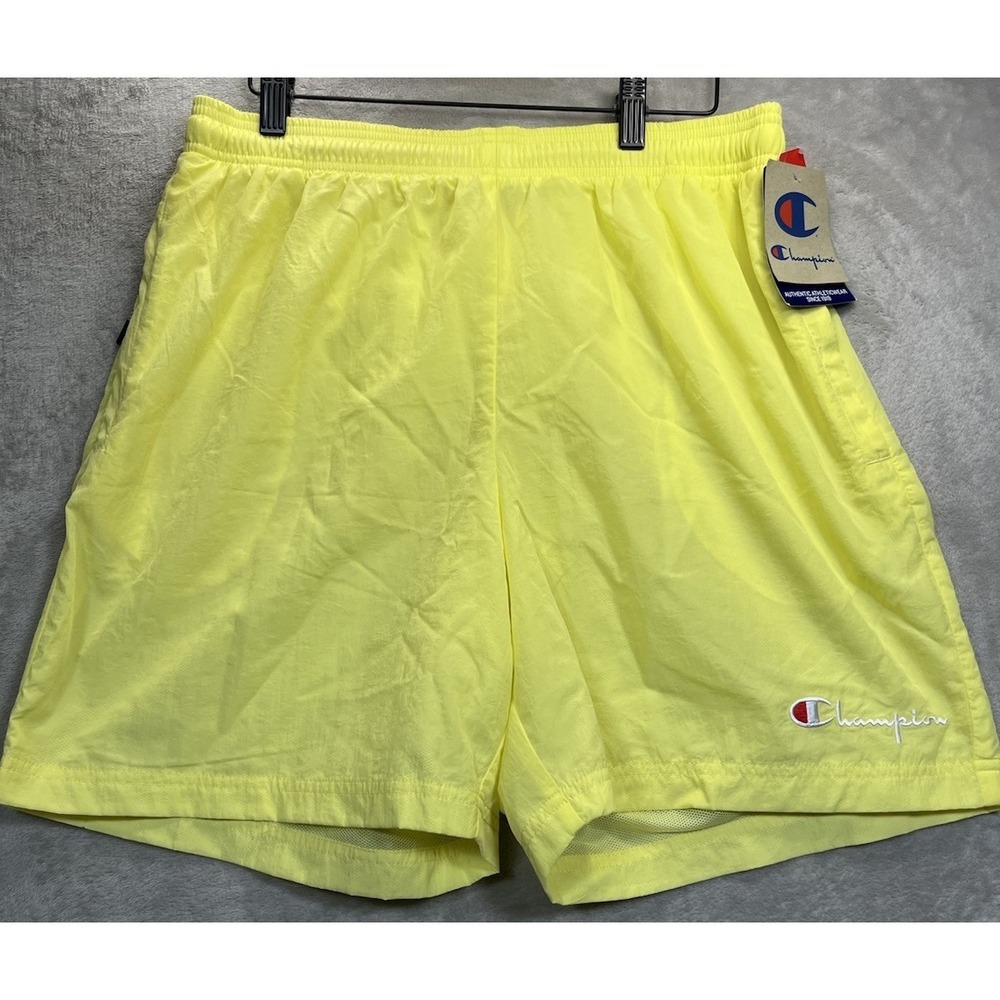 Champion Swim Shorts Men's Large Neon Mesh‎ Lined Athletic Volt Green Yellow